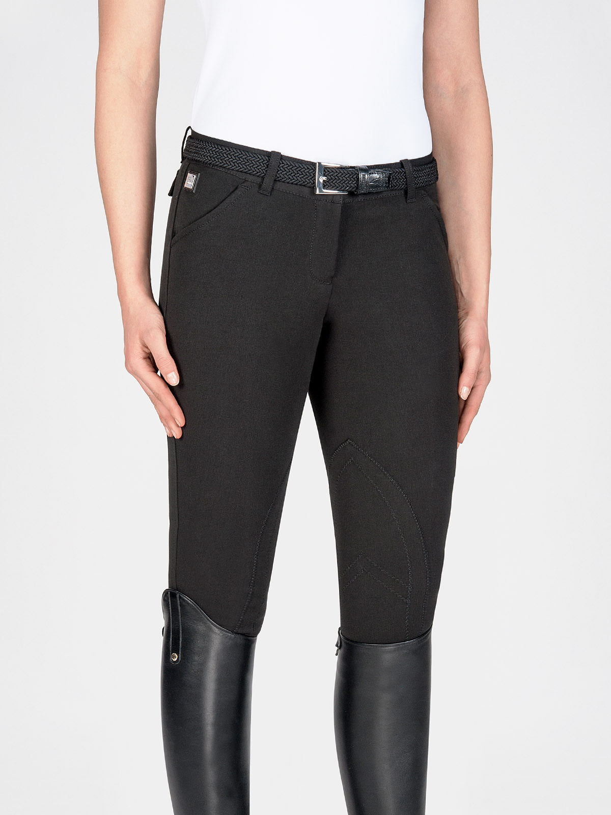 BOSTON – PANTALONE DONNA NERO CON TOPPA AL GINOCCHIO