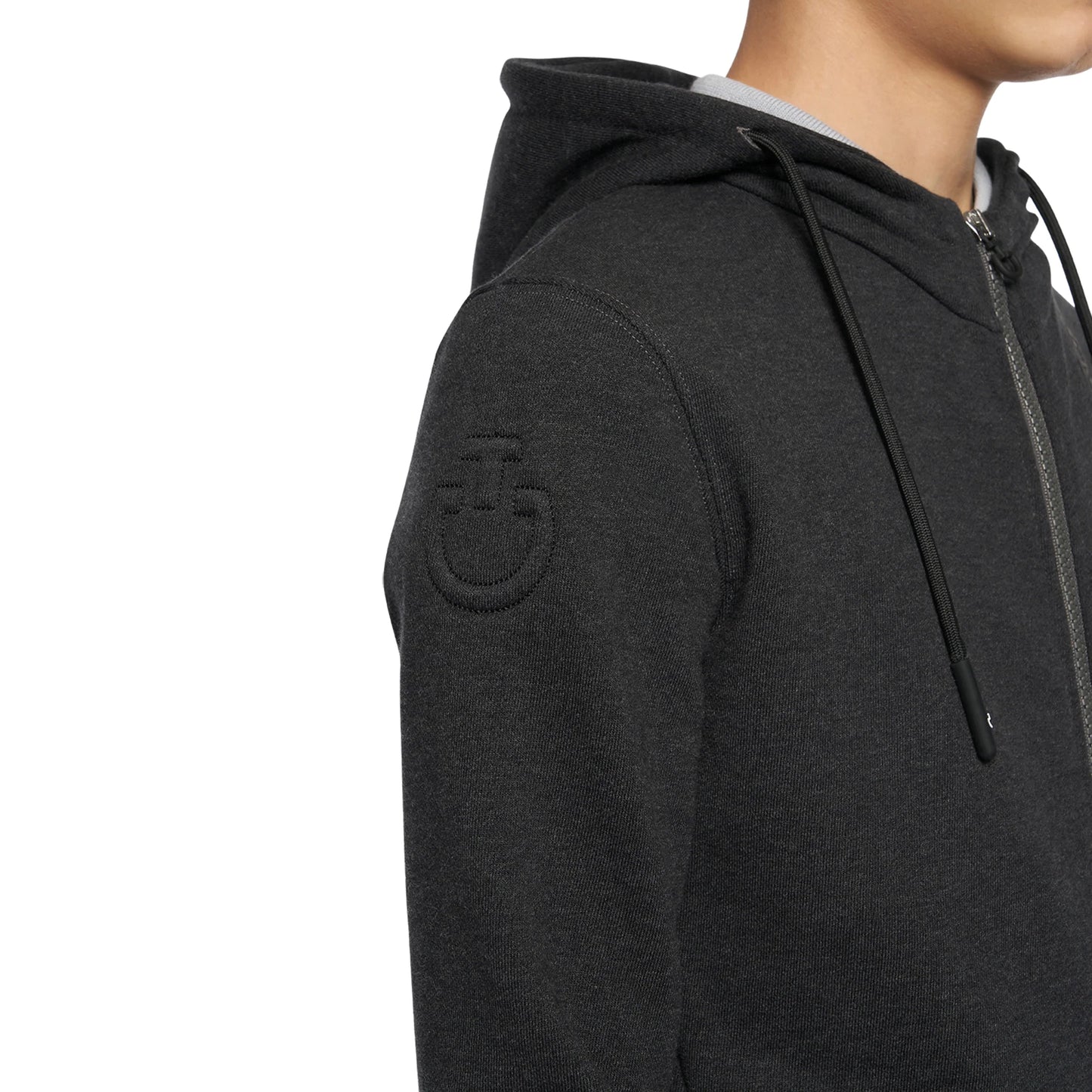 FELPA DI COTONE CON ZIP E CAPPUCCIO