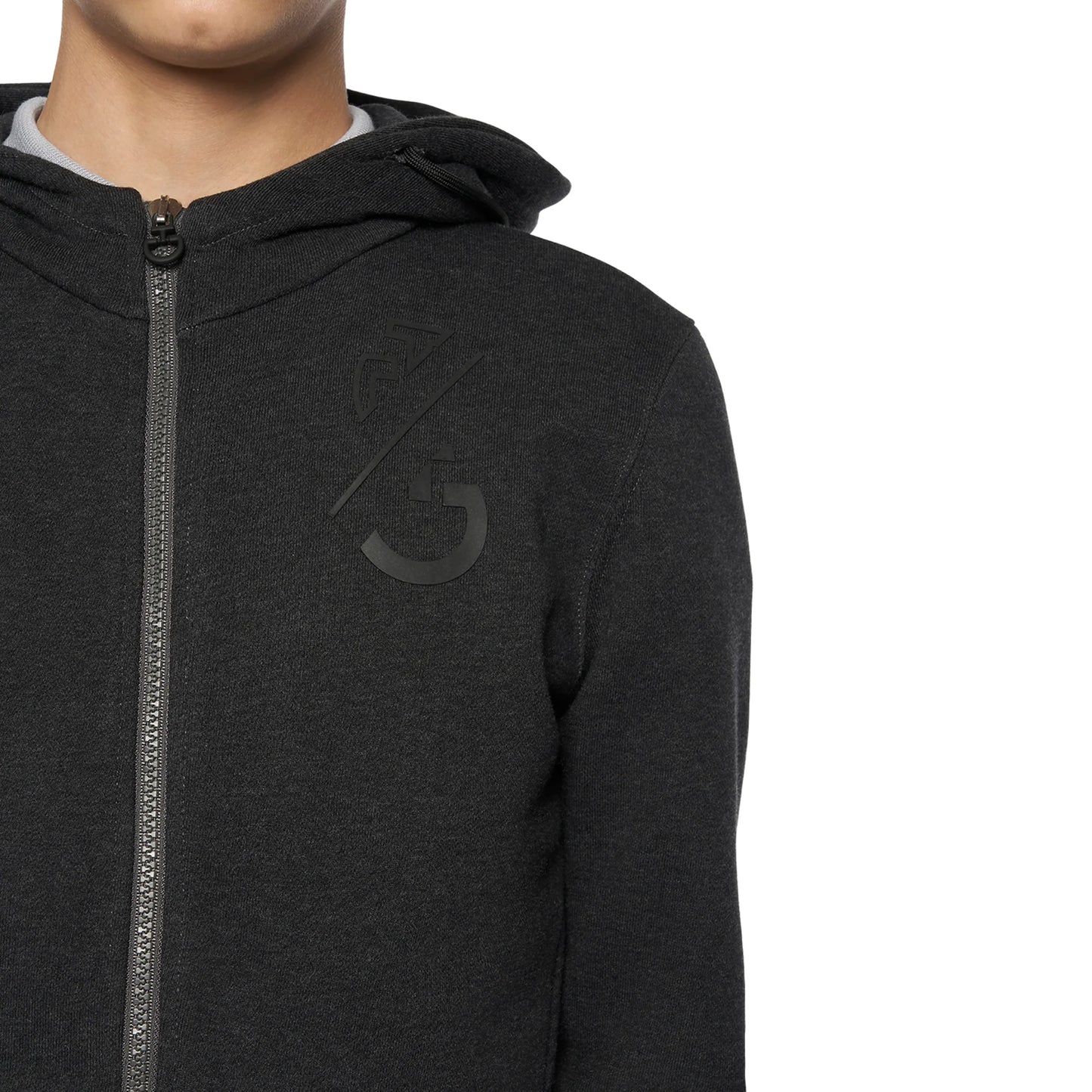 FELPA DI COTONE CON ZIP E CAPPUCCIO