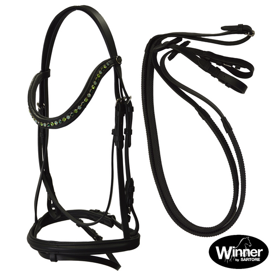 TESTIERA WINNER CRYSTAL CON STRASS VERDI