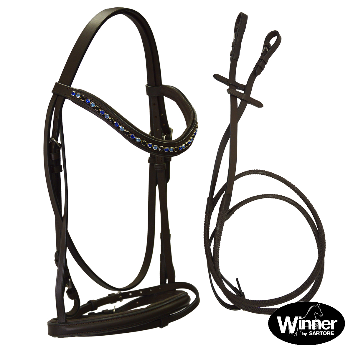 TESTIERA WINNER CRYSTAL CON STRASS BLU