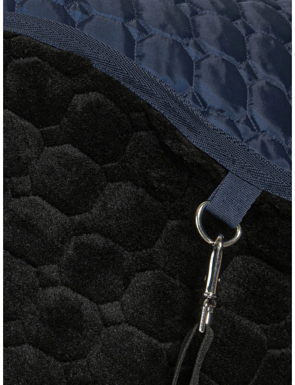 ADONIS - COPERTA DA BOX BLU IMBOTTITA CON AGNELLINO SINTETICO