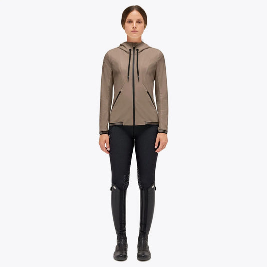 SOFTSHELL TRAFORATO IN JERSEY FULL ZIP CON CAPPUCCIO