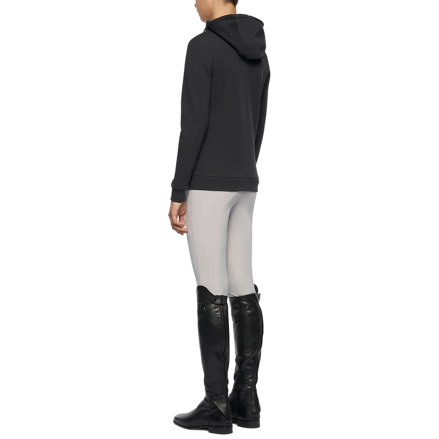 FELPA DI COTONE CON ZIP E CAPPUCCIO